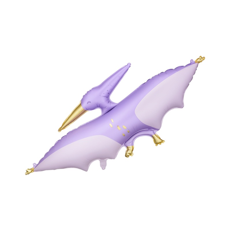 Purple Pterodactyl Dinosaur Foil Balloon Filled with Helium