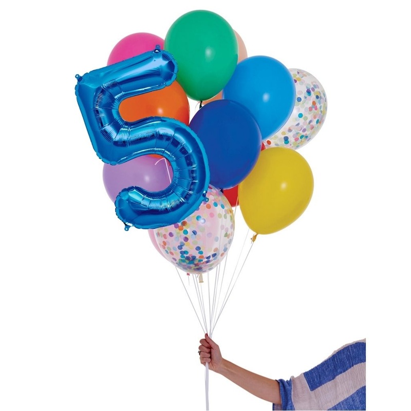 Rainbow Balloon Set and Foil Number Filled with Helium