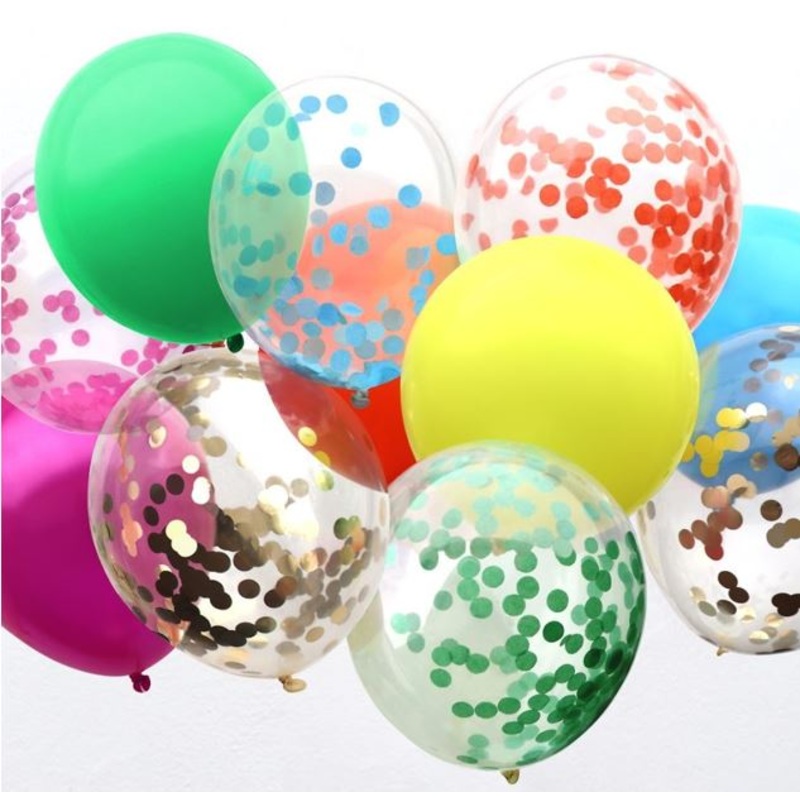 Rainbow Brights Confetti Latex Balloons 12Inches Pack of 12