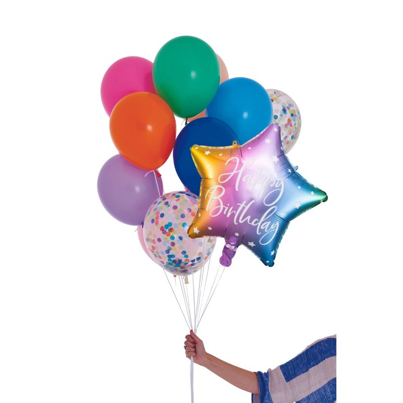 Rainbow Happy Birthday Set Filled with Helium