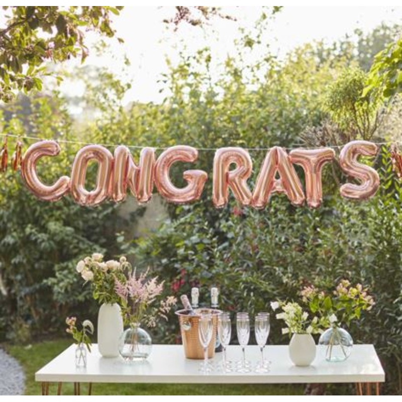 Rose Gold Congrats Balloon Bunting Air-Filled