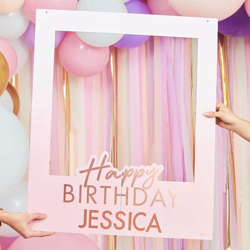 Rose Gold Foiled Personalised Happy Birthday Selfie Photo Booth Frame