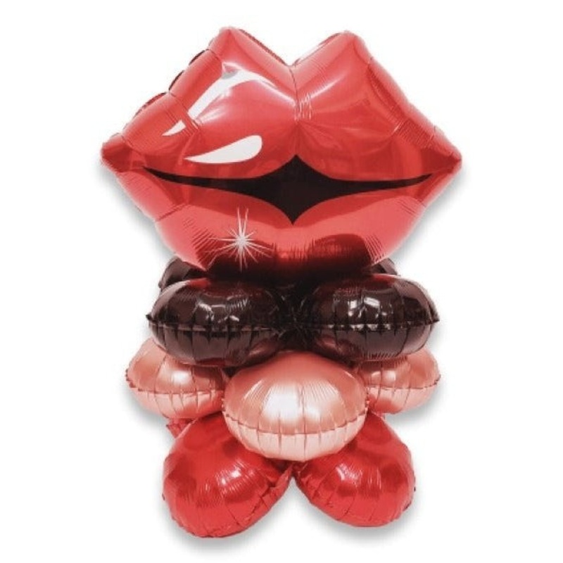 Air-filled Balloon Centerpiece - Valentine's Day, Lips