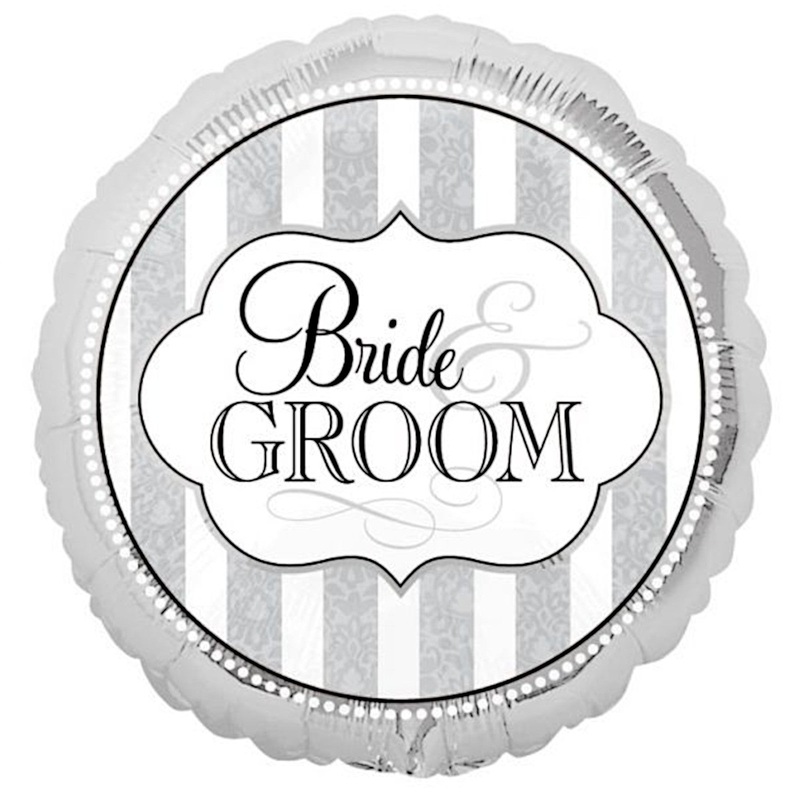 COLLECTION ONLY - 1 Bride & Groom Standard Foil Filled with Helium & Dressed with Ribbon & Weight