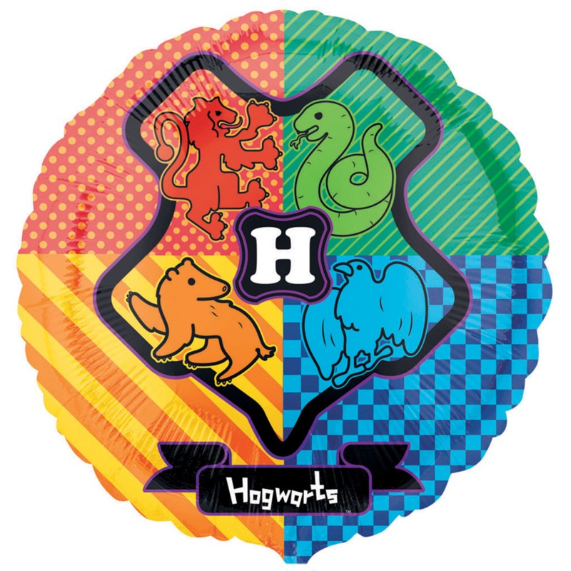 COLLECTION ONLY - 1 Harry Potter Hogwarts Licensed Standard Foil Balloon Filled with Helium & Dressed with Ribbon & Weight