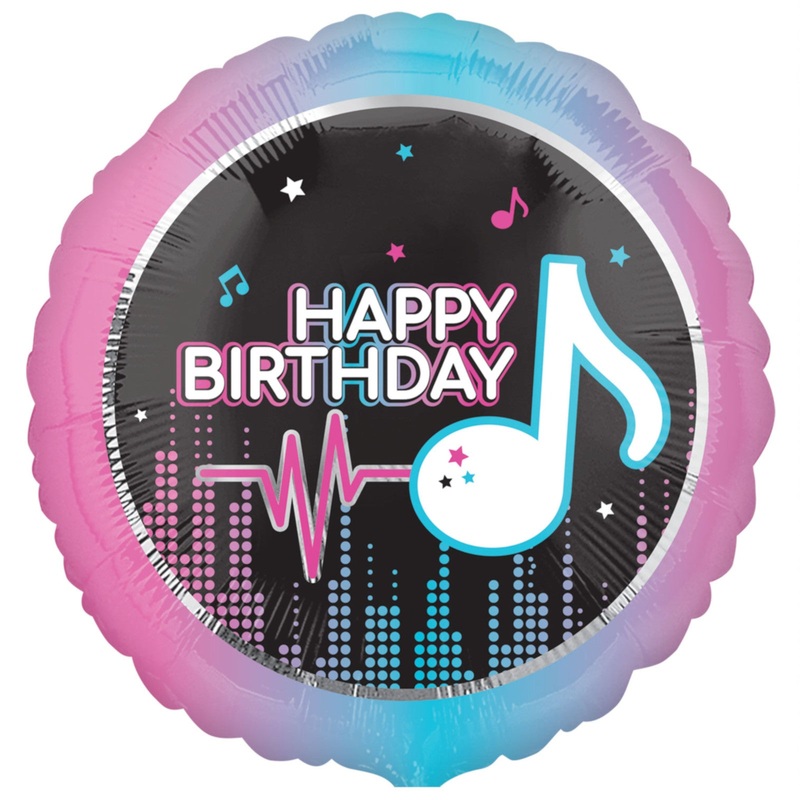 Collection Only - 1 Internet Famous Happy Birthday Licensed Standard Foil Balloon Filled with Helium & Dressed with Ribbon & Weight