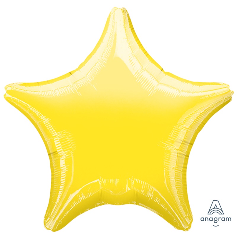 COLLECTION ONLY -  1 Metallic Yellow Standard Star Foil Balloon Filled with Helium & Dressed with Ribbon & Weight