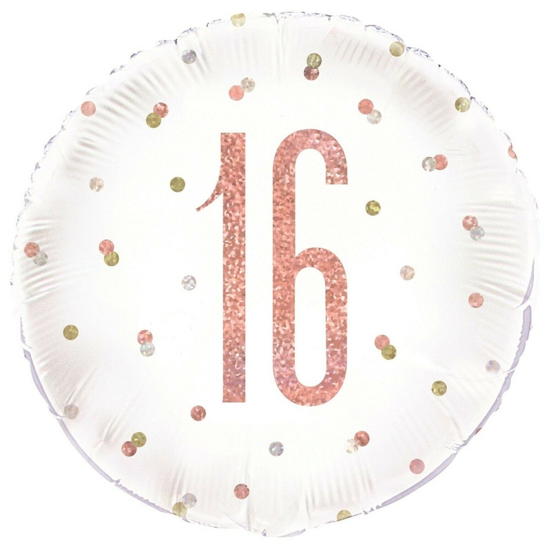 COLLECTION ONLY - 1 Rose Gold 16 Standard Foil Balloon Filled with Helium & Dressed with Ribbon & Weight