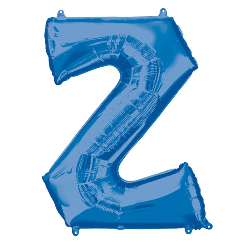 COLLECTION ONLY - Blue Letter Z Filled with Helium & Dressed with Ribbon & Weight