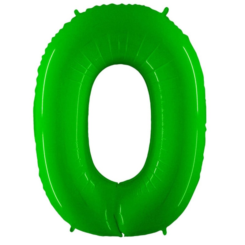 COLLECTION ONLY - Large Green Number 0 Super Shape Foil Balloon Filled with Helium & Dressed with Ribbon & Weight