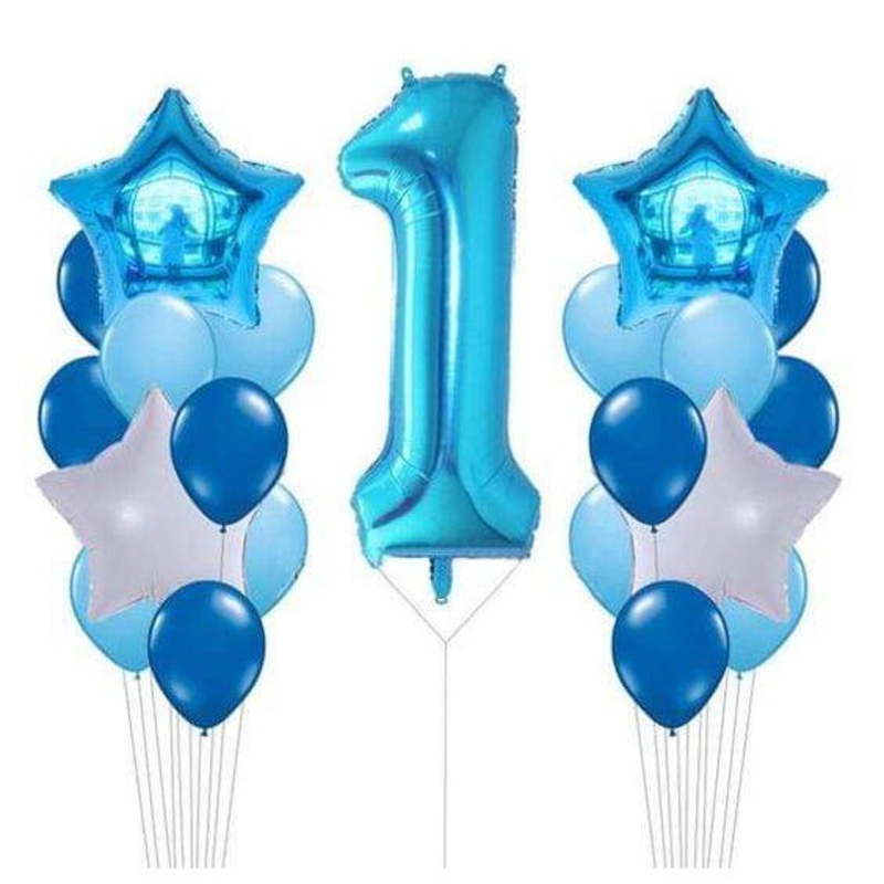 Helium-filled Balloon Arrangement - Jumbo Number with Two Side Columns