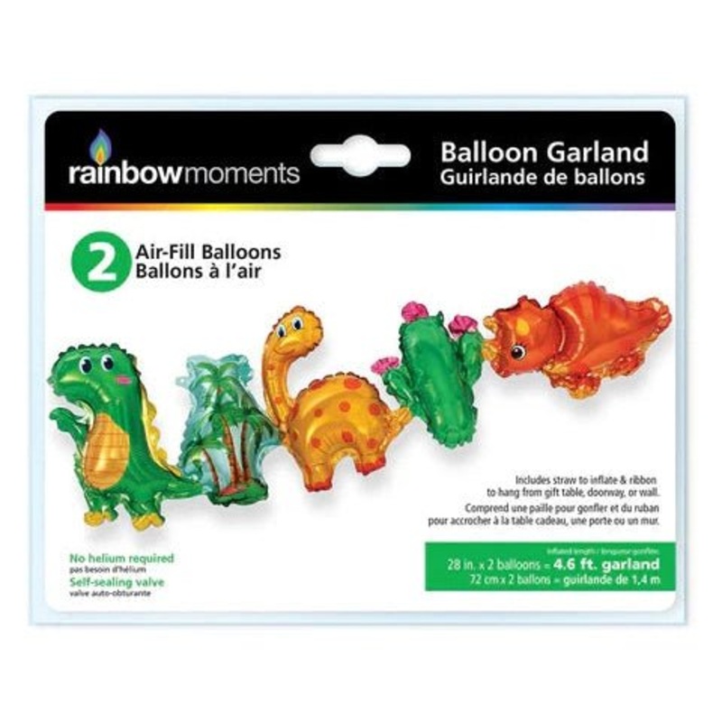 Two Air-Filled Dinosaur-Theme Balloons