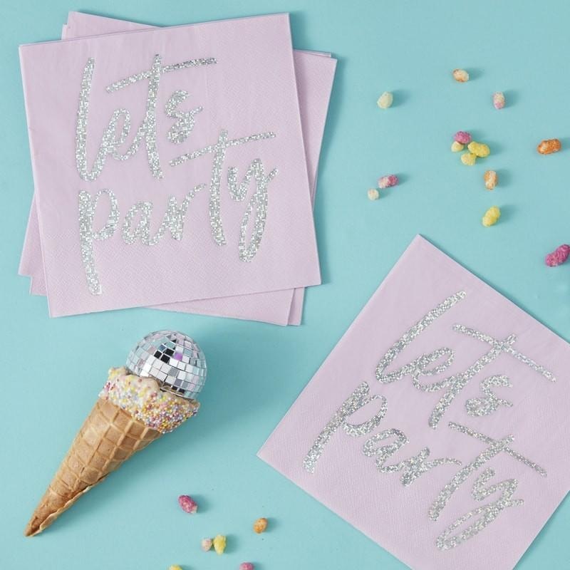 Ginger Ray Good Vibes Iridescent Foiled Lets Party Paper Napkins 16 ct.