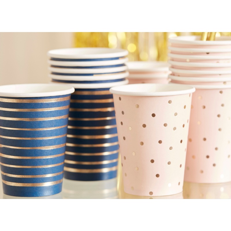 Gold Foiled Pink and Navy Mixed Cups  8ct.