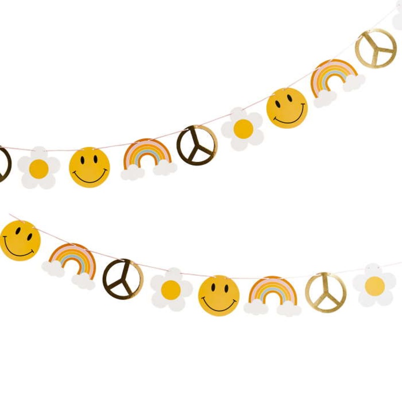 Groovy Hippie Banner Gold Foiled Garland 2.5 m