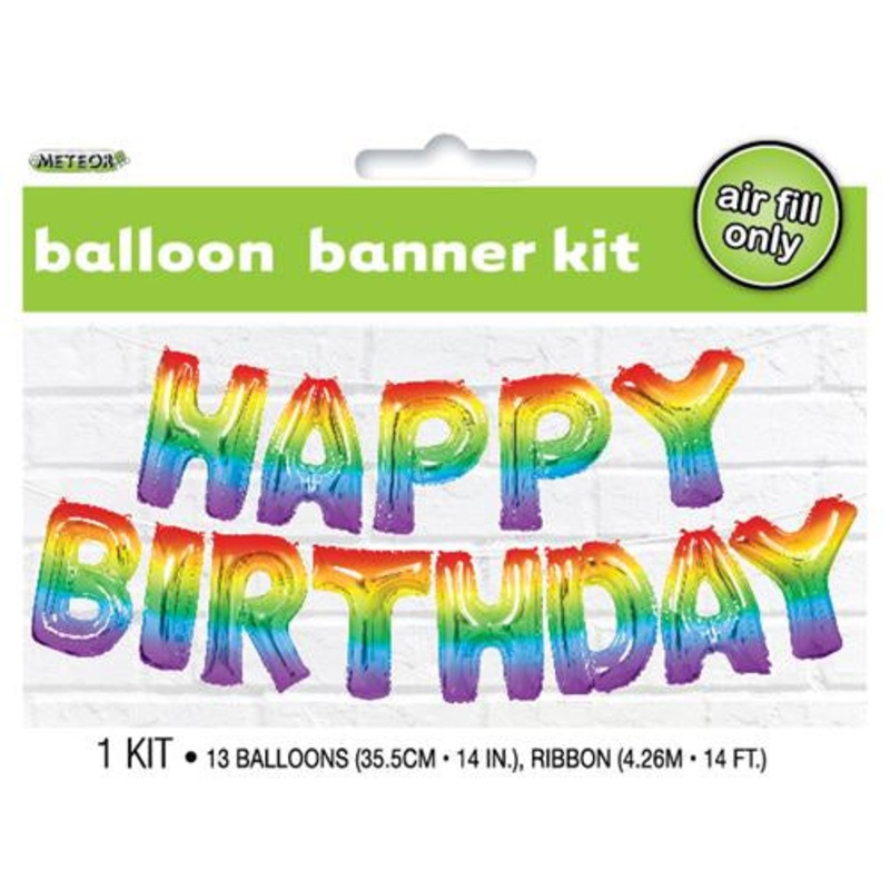 Happy Birthday Balloon Kit Rainbow- Air Filled only