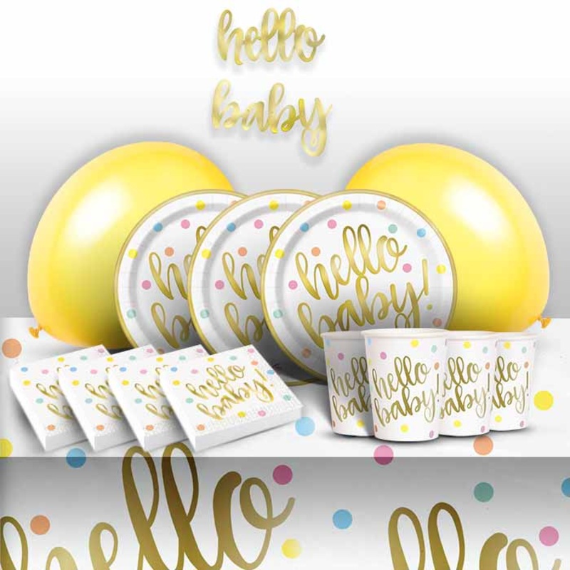 Hello Baby Shower Party Pack: Kit with Decorations & Balloons