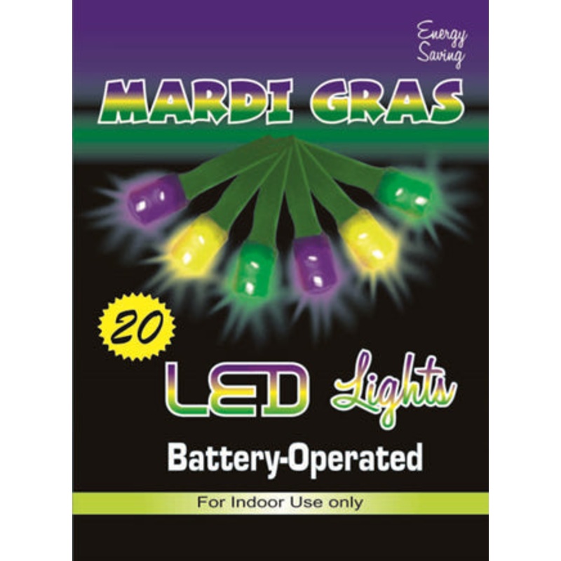 Mardi Gras LED String Light  20ct w/Battery 6'