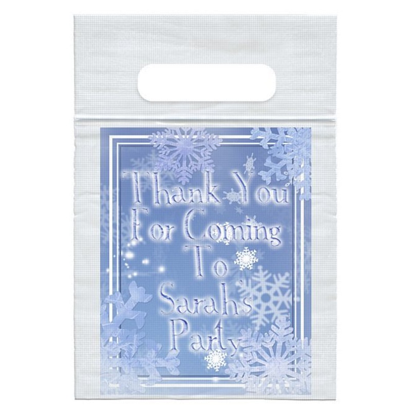 Personalised Frosty Snowflakes Card Insert With Sealed Party Bag - Pack of 8