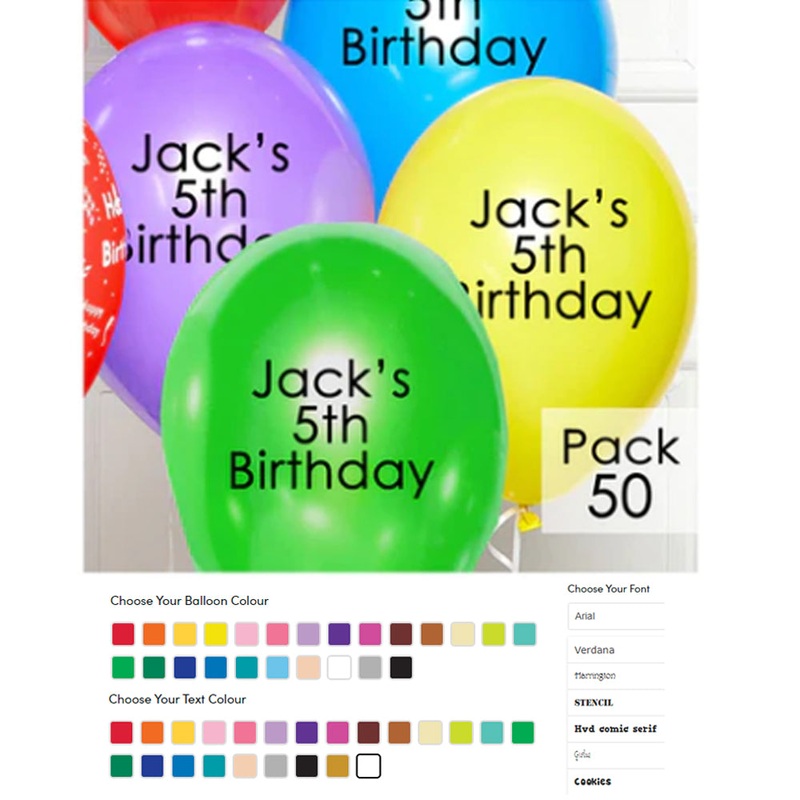 Personalised Latex Balloons - 10" - Pack of 50