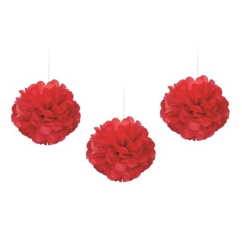 Red Puff Balloons Decorations 9 Inch Pack of 3