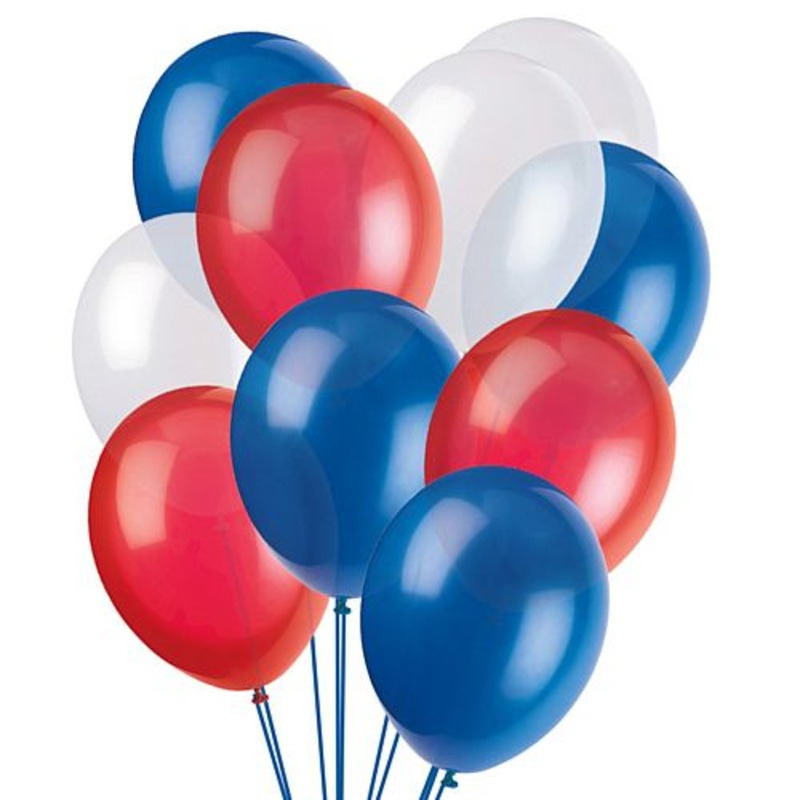 Red, White and Blue Latex Balloons - 12" - Pack of 50