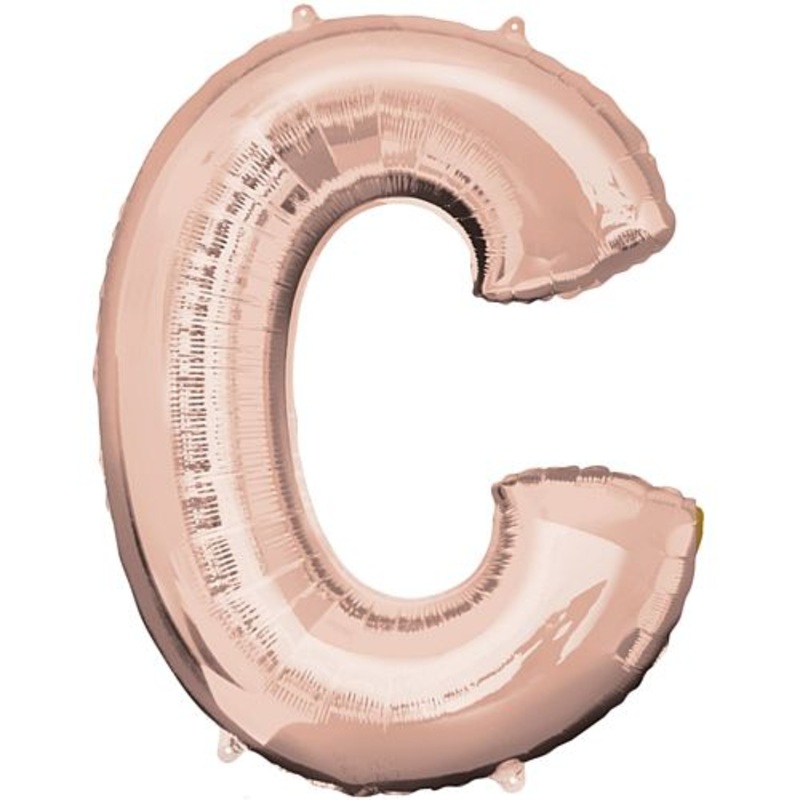 Rose Gold Letter 'C' Air Filled Foil Balloon - No Helium Required! - 16"
