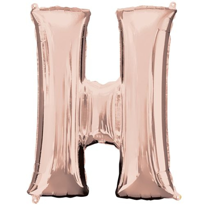 Rose Gold Letter 'H' Air Filled Foil Balloon - No Helium Required! - 16"