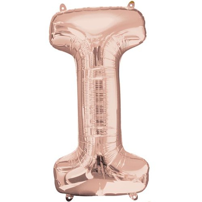 Rose Gold Letter 'I' Air Filled Foil Balloon - No Helium Required! - 16"