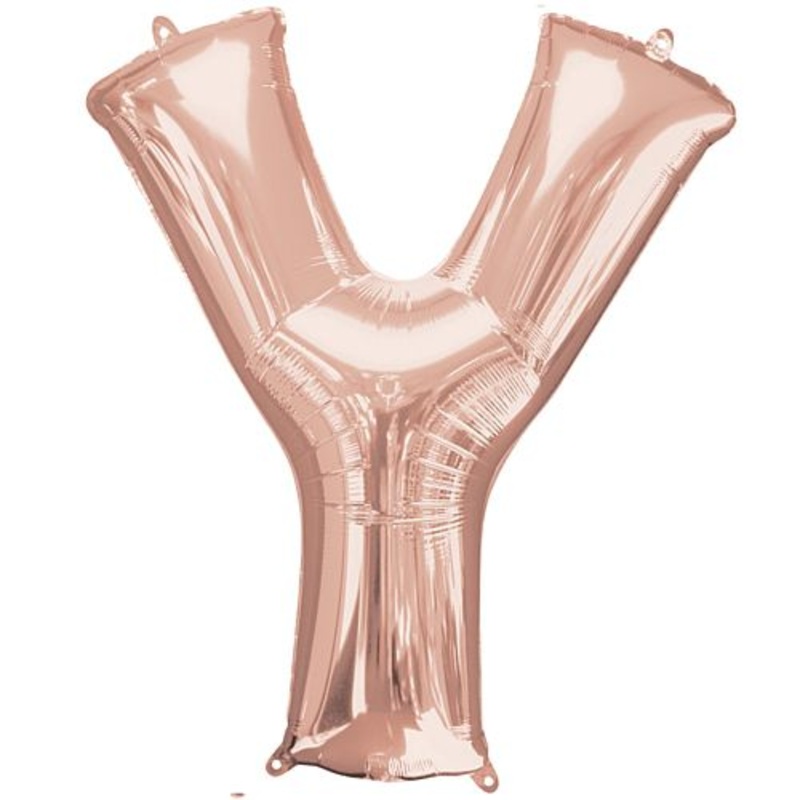 Rose Gold Letter 'Y' Air Filled Foil Balloon - No Helium Required! - 16"
