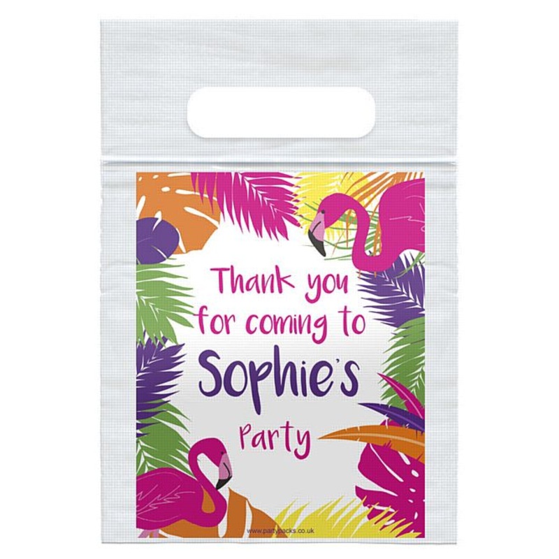 Tropical Flamingo Themed Personalised Sealed Party Bag - Pack of 8