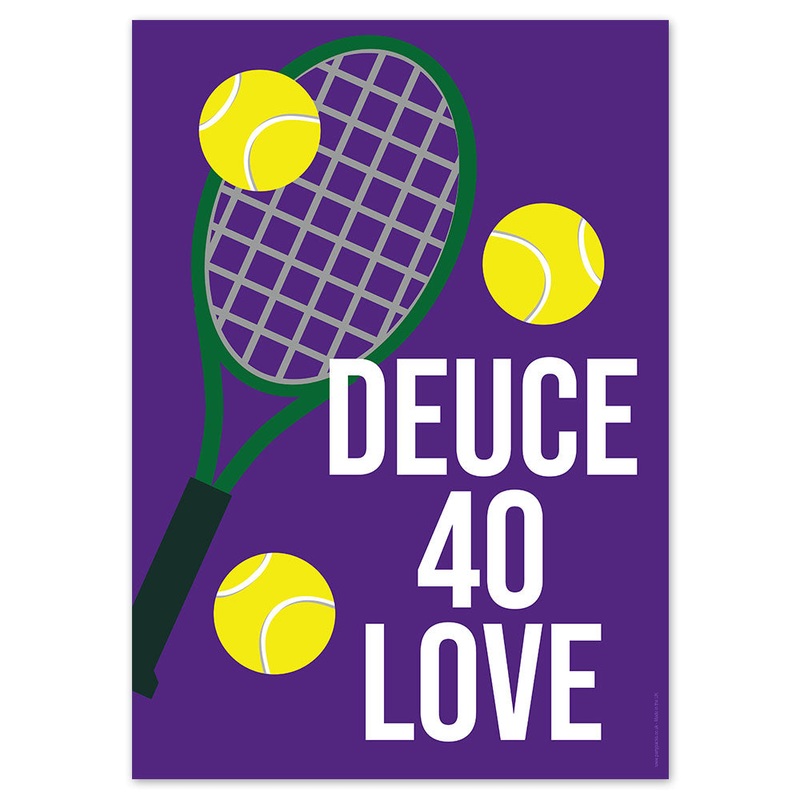 Wimbledon Tennis Deuce 40 Love Poster - A3