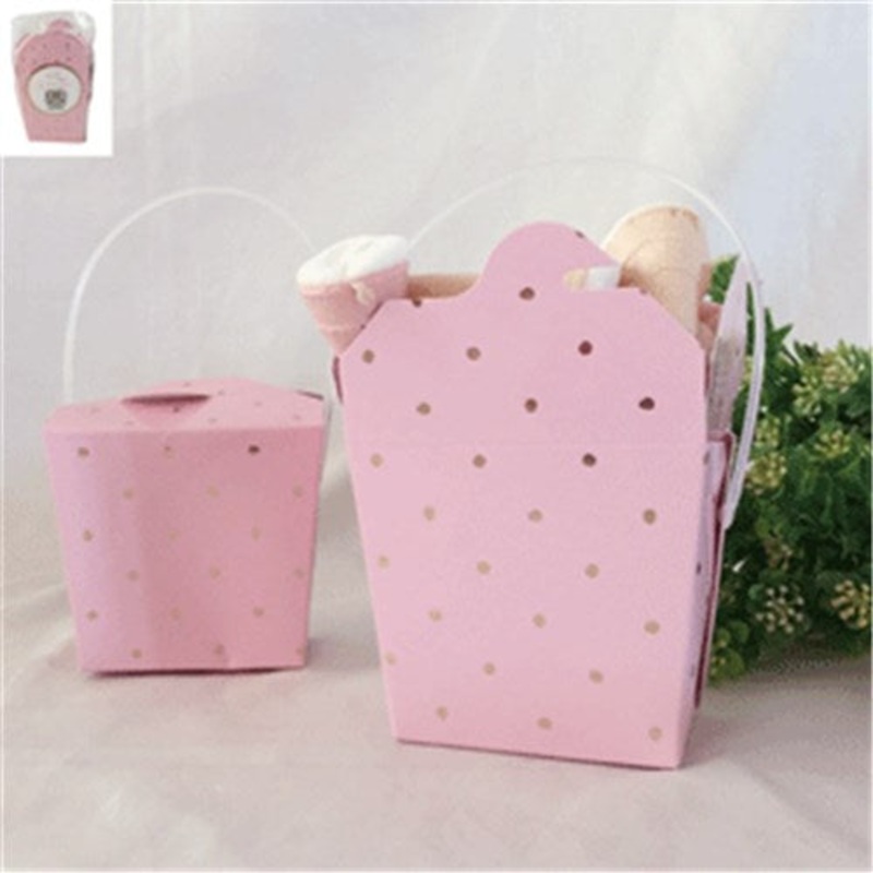 3PK PINK DOTTY PARTY BOX WITH GOLD FOILED