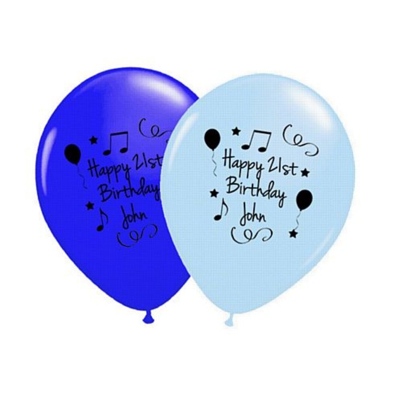 Add Your Name and Age Personalised Balloons - Pack of 50 - Blue Birthday