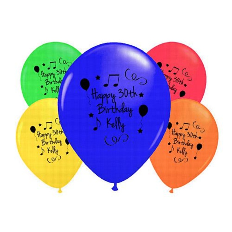 Add Your Name and Age Personalised Balloons- Pack of 50- Multi Birthday