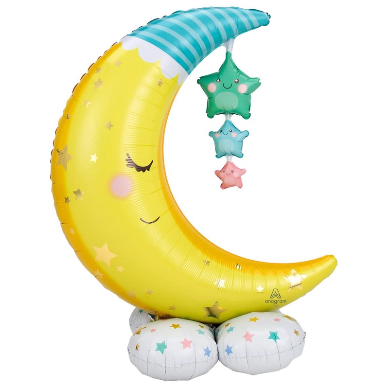 Anagram Baby Moon & Stars Airloonz Foil Balloon 55in (Air-Filled)