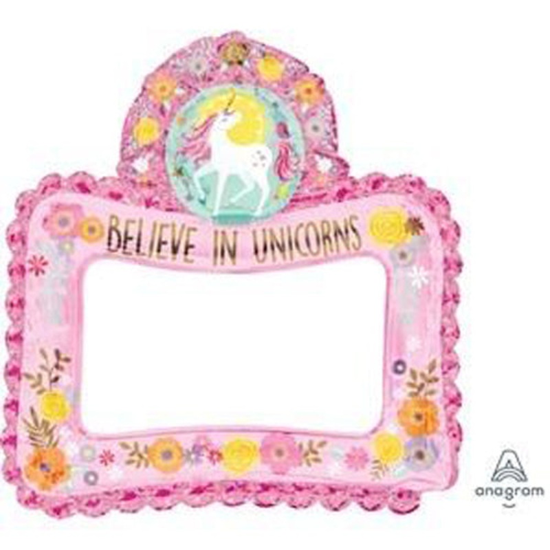 Anagram Selfie Frame Magical Unicorn Air-Filled Foil Balloon 27in
