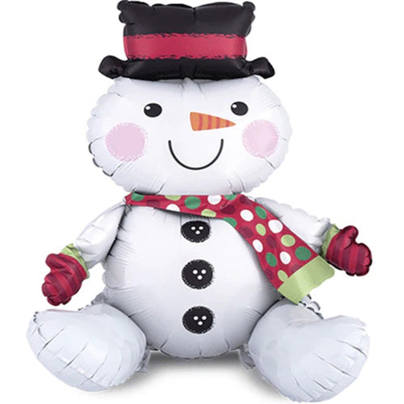 Anagram Sitting Snowman Multi Air-Filled Foil Balloon 21in