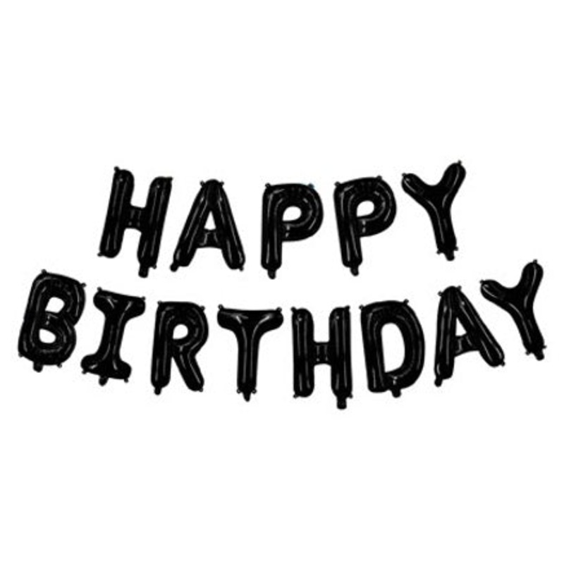 Black "Happy Birthday" Air-Filled Foil Balloon 13in