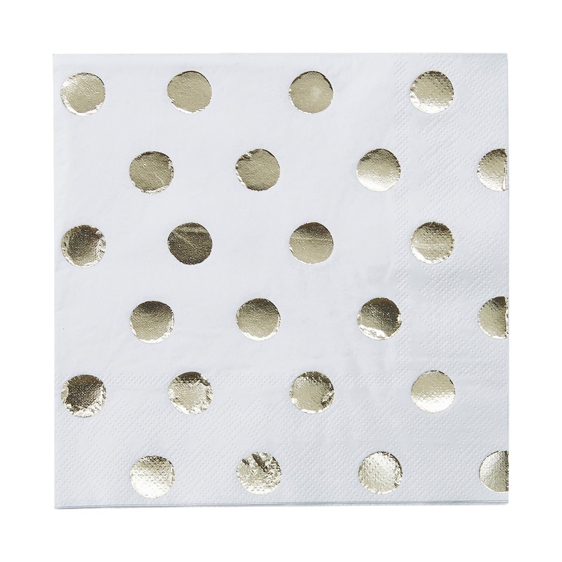 Ginger Ray Gold Foiled Polka Dot Party Napkins - Pack of 20