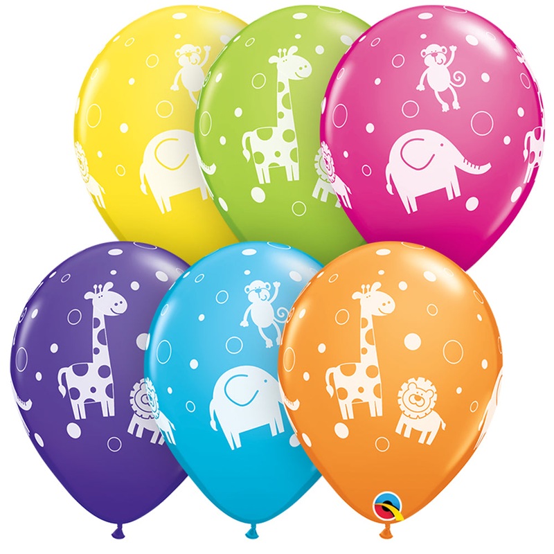 Jungle Animal Latex Balloons - 11" - Pack of 10