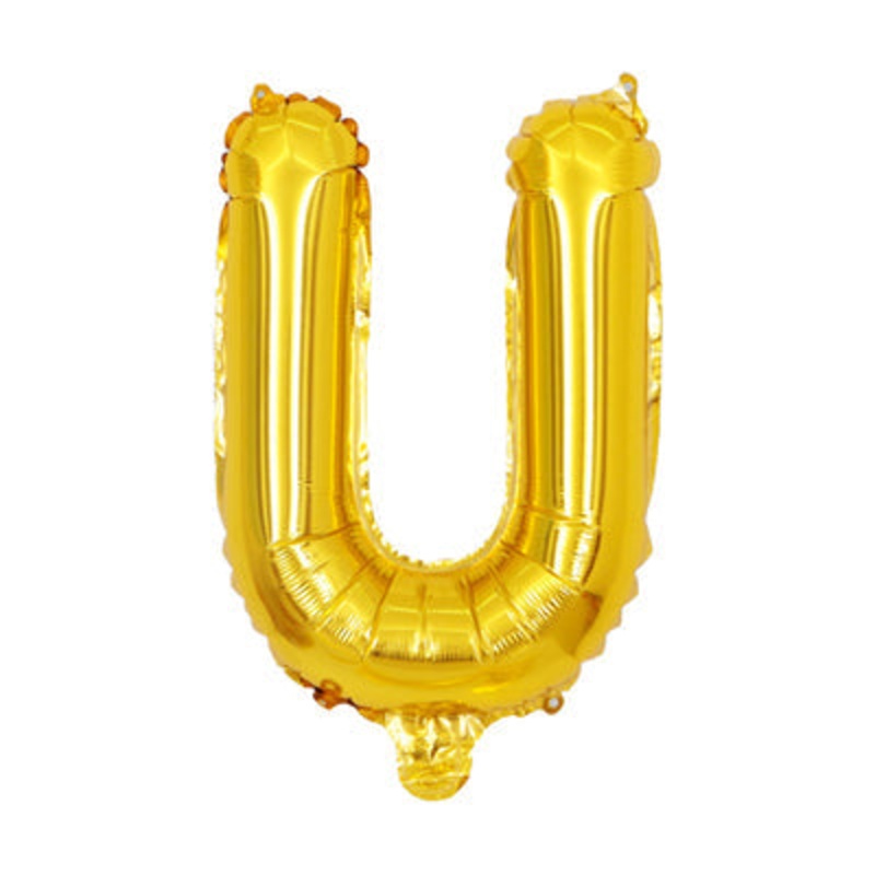 Letter "U" Gold Air-Filled Foil Balloon 13.5in