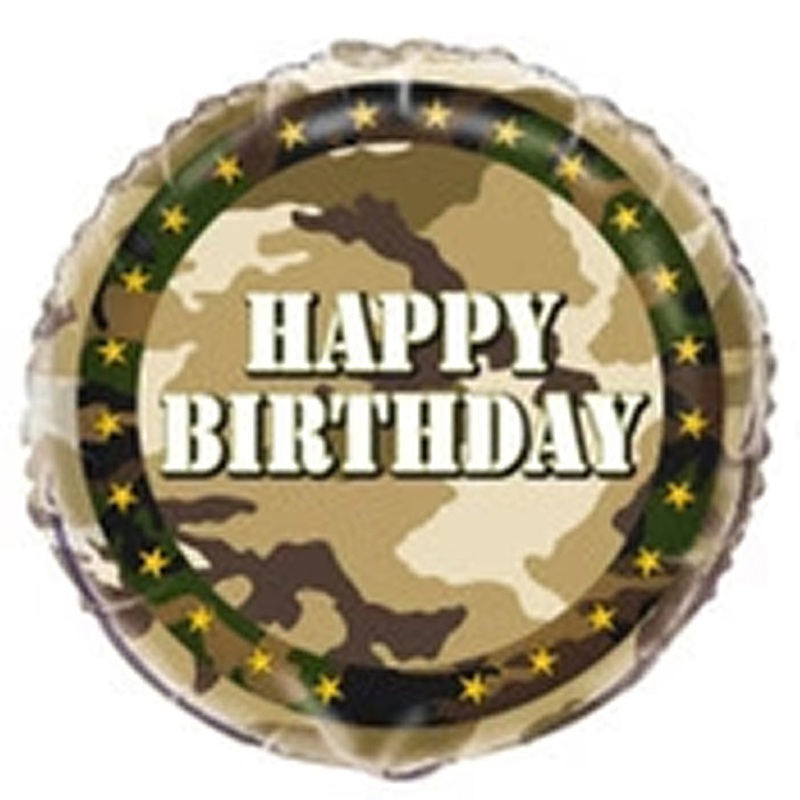 Military Camo "Happy Birthday" 45cm (18") Foil Balloons Packaged