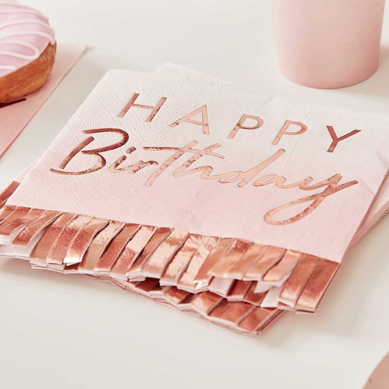 Mix It Up Rose Gold Foiled Ombre Fringe Napkins
