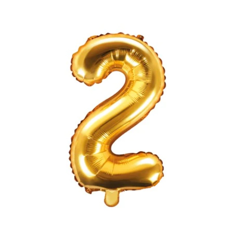Number "2" Gold Air-Filled Foil Balloon 13.5in