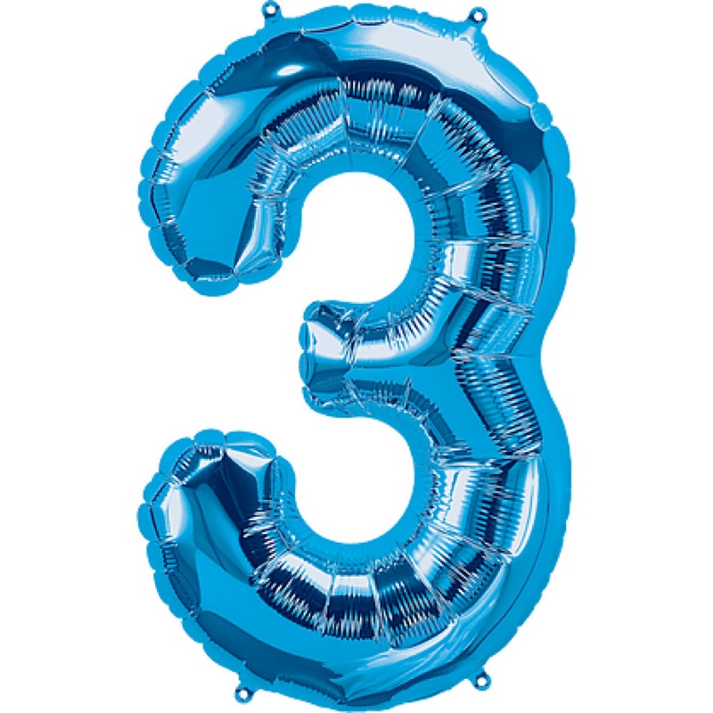 Number "3" Blue Air-Filled Foil Balloon 13.5in