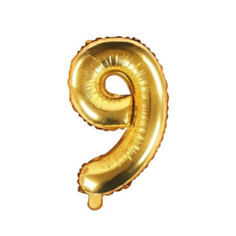 Number "9" Gold Air-Filled Foil Balloon 13.5in