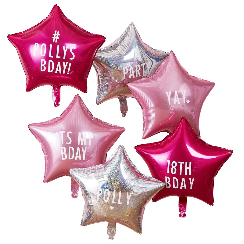 Personalisable Star Party Foil Balloons With Stickers - Stargaze - Pack of 6