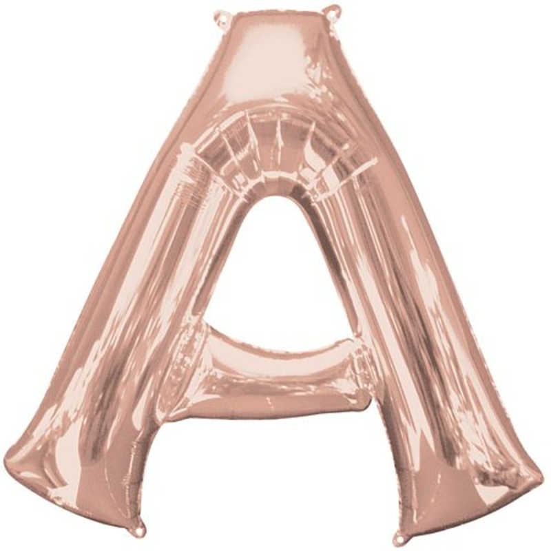 Rose Gold Letter 'A' Air Filled Foil Balloon - No Helium Required! - 16"