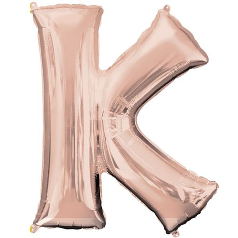 Rose Gold Letter 'K' Air Filled Foil Balloon - No Helium Required! - 16"